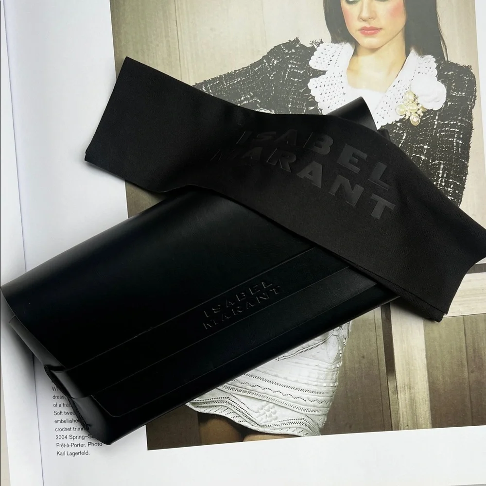 Isabel Marant Elegant Black Leather Sunglasses Case